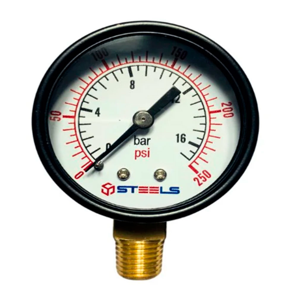 Manômetro saída vertical 52MM 1/4 NPT 250PSI - Novidades