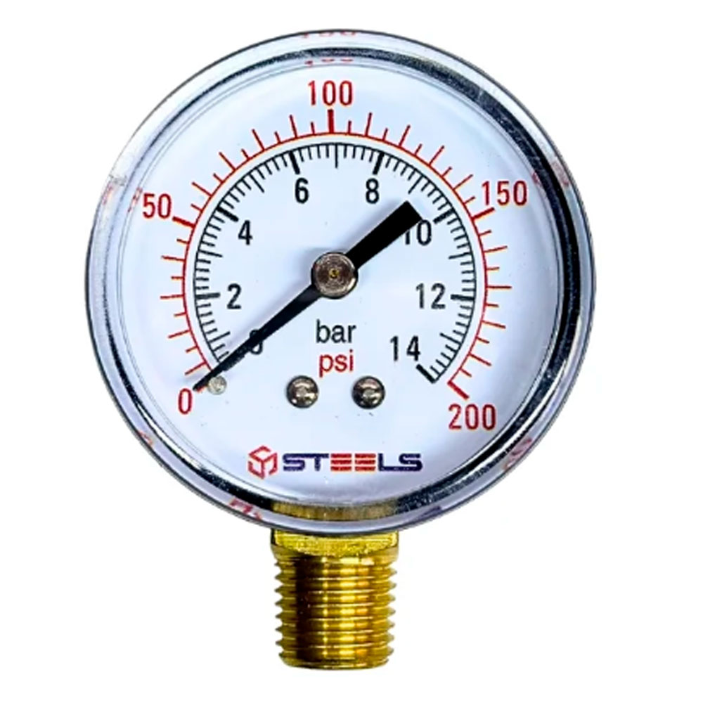 Manômetro 52mm 1/4 NPT 200 PSI saída vertical - Novidades