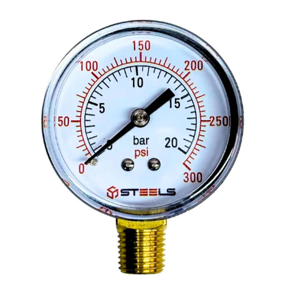 Manômetro 52mm 1/4 NPT 300 PSI saída vertical - Novidades