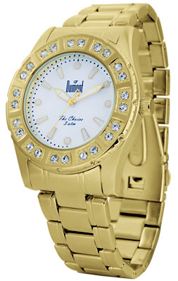 Relógio analógico feminino dourado com fundo branco - Novidades