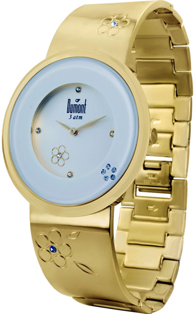 Relogio dourado com fundo branco analógico feminino - Novidades