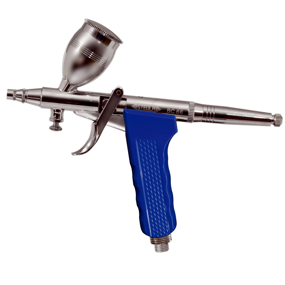 Aerógrafo Profissional Steula em formato de Mini-Pistola, com bico 0,8 mm e copo 12 ml - Aerografos