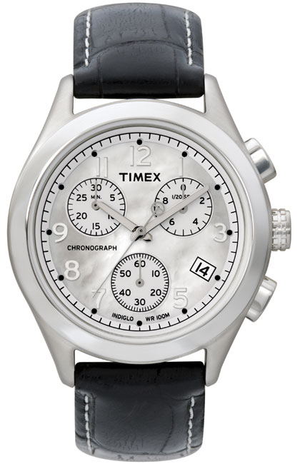 Timex cronógrafo feminino grande - branco/preto - Cronômetros