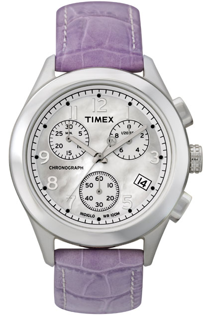 Timex cronógrafo feminino grande - branco/lilas - Novidades