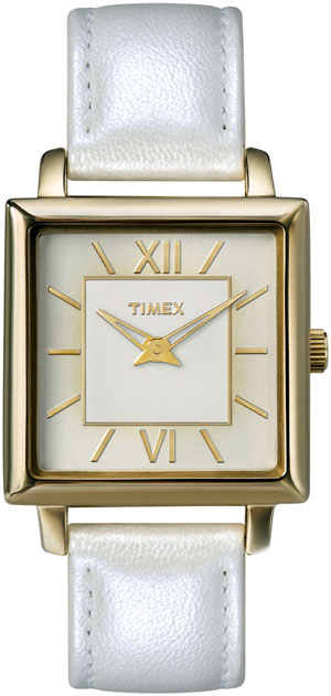 Timex Elegant Square - Branco/Dourado - Analógicos