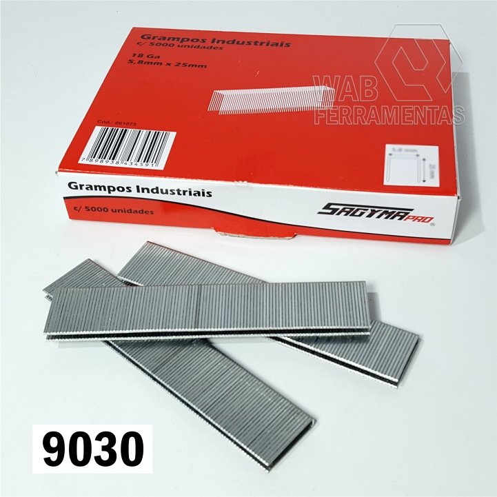 Grampos 9030 Industriais 5,8mm x 30mm para grampeador NS5040 e 422J com 5000 unidades - Pneumáticas