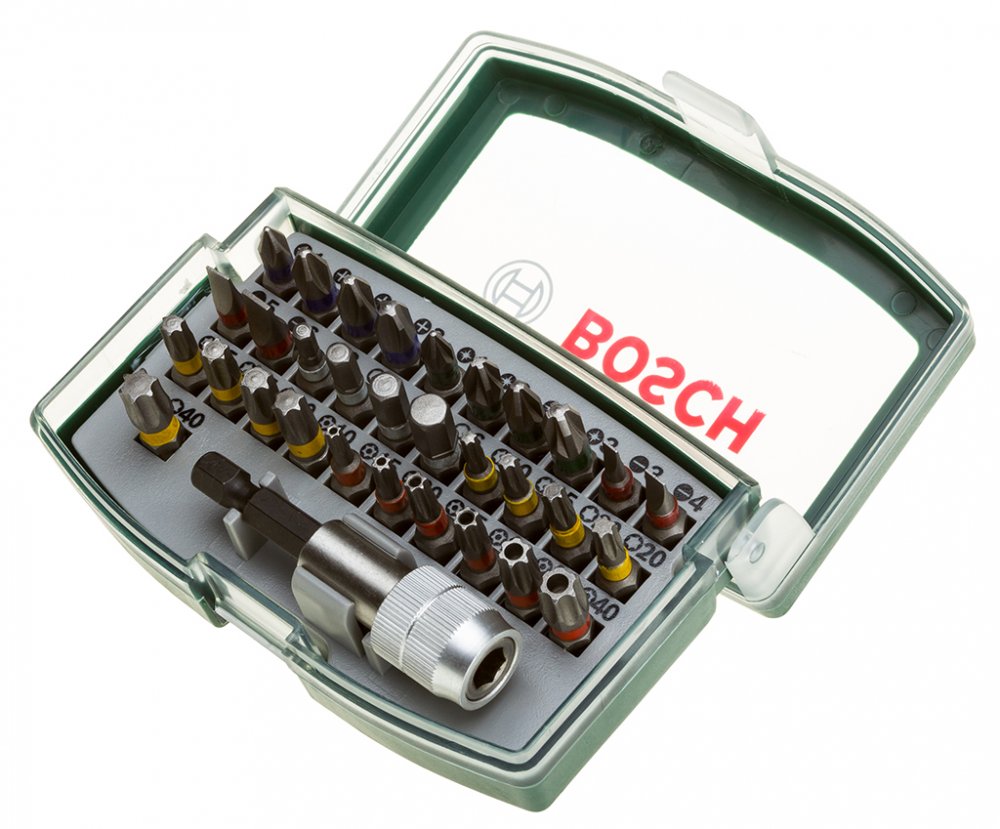 Kit pontas para parafusadeira com 32 peças Bosch - Brocas-e-Pontas
