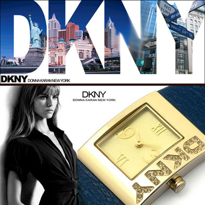 Relógio Feminino Dourado com pulseira em couro Azul - DKNY