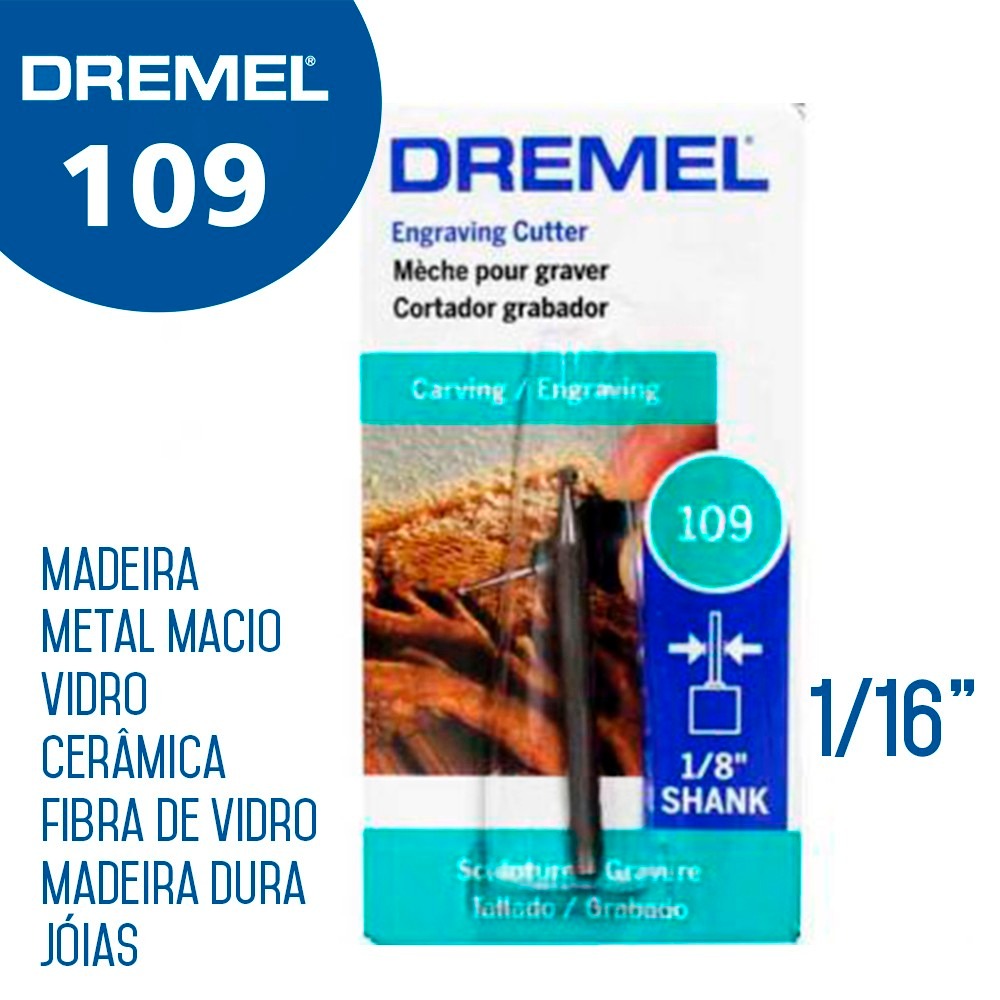 109 Escariador para gravação cilindrico 1/16 1,6mm para Dremel - Dremel