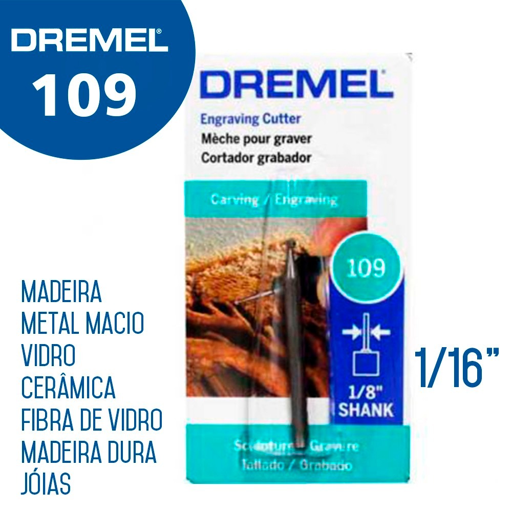109 Escariador para gravação cilindrico 1/16 1,6mm para Dremel - Acessórios