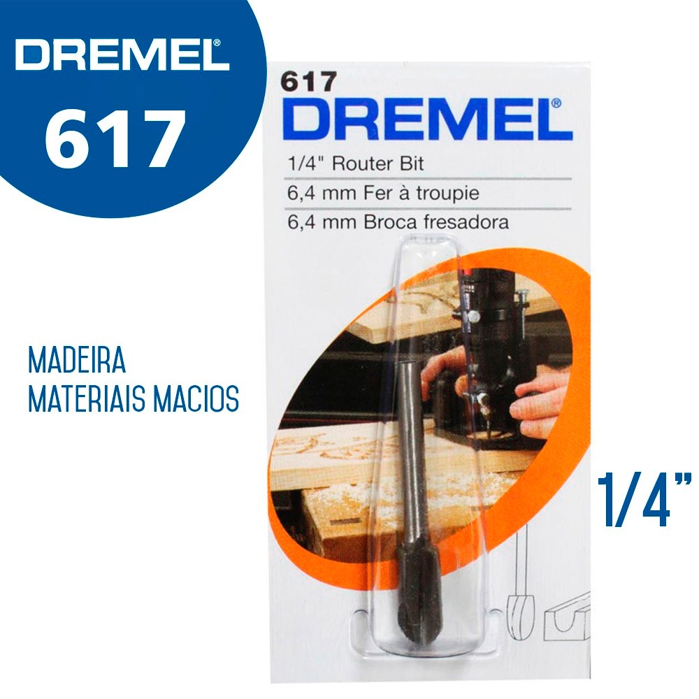 617 Fresa meia cana 1/4 6,4mm - Linha-Dremel