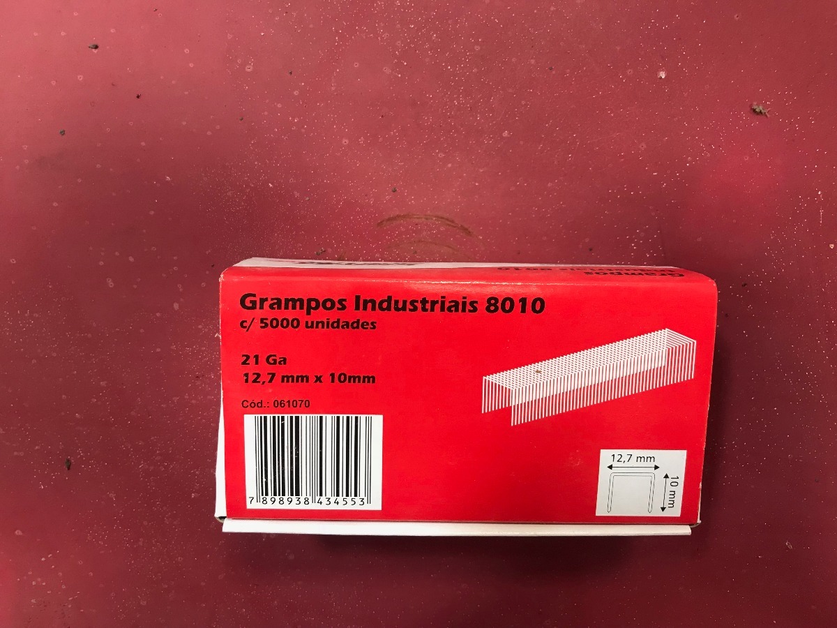 Grampos 8010 Industriais 12,7mm x 10mm para grampeador 8016 com 5000 unidades - Pneumáticas