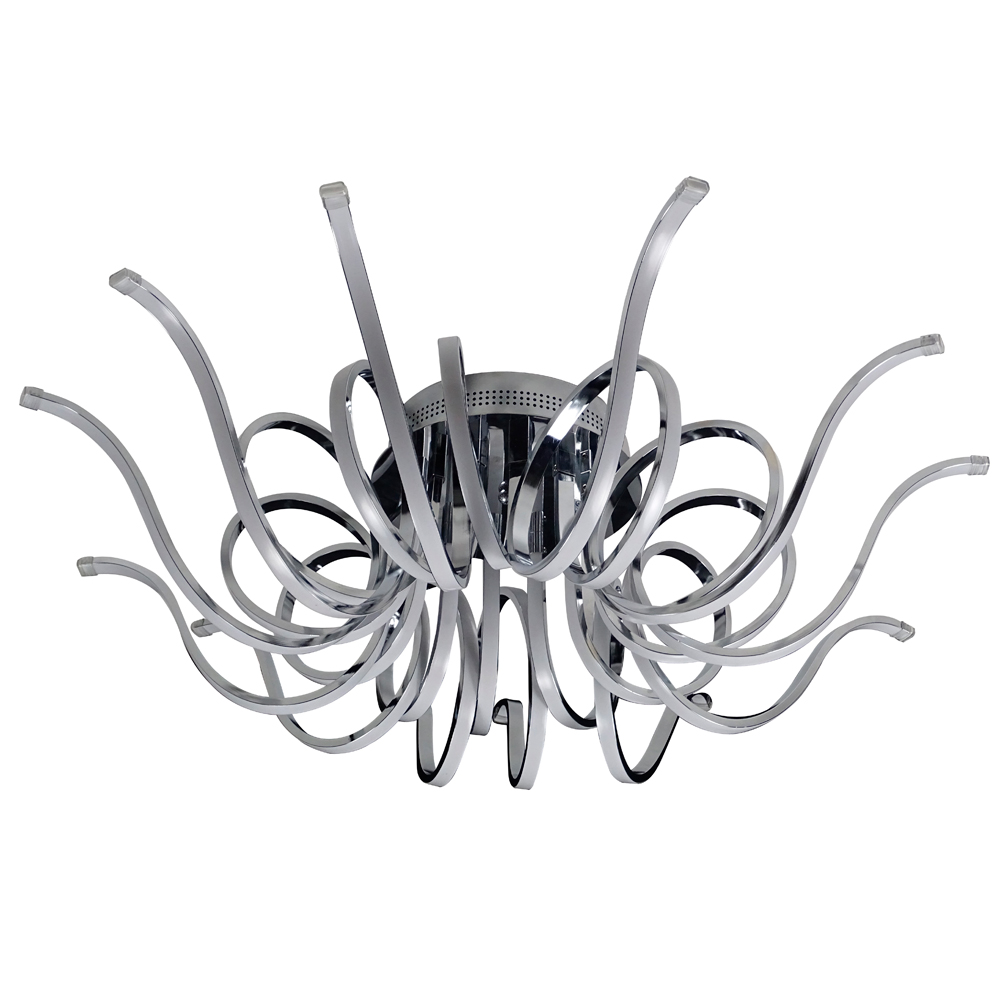 Lustre LED Alumínio Prateado Aranha Pendente 8LP14 Luz 4200k 250 watts - Controle Remoto - Lustres