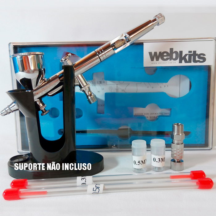 Kit Profissional Aerografia, Super completo, Bivolt, Compressor comp1 e Aerógrafo AB180s - Kits-Completos