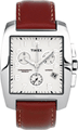 Relógio Masculino Quadrado Crono, Branco com pulseira de couro Marron - Relógios-Masculinos