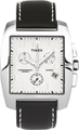 Relógio Masculino Quadrado Crono, Branco com pulseira de couro Preta - Relógios-Masculinos