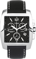 Relógio Masculino Quadrado Crono, Preto com pulseira de couro Preta - Cronometros