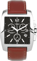 Relógio Masculino Quadrado Crono, Preto com pulseira de couro Marron - Relógios-Masculinos