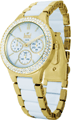 Relogio com pulseira branco com dourado multifunção feminino - Relógios