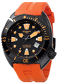 Relógio Automático Suiço Zodiac de mergulho 200m - Oceanaire Preto, pulseira em borracha laranja - Automáticos