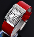 Relógio Feminino Prata com pulseira em couro Vermelha - Analógicos