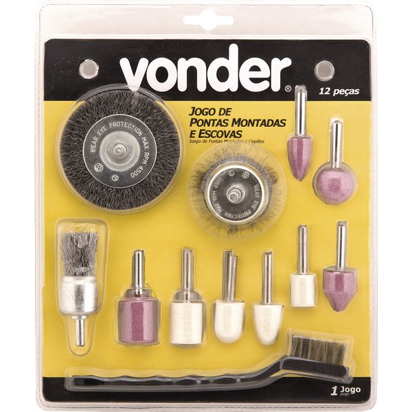 Jogo de Pontas Montadas e Escovas - 12 Peças - Vonder - Acessórios