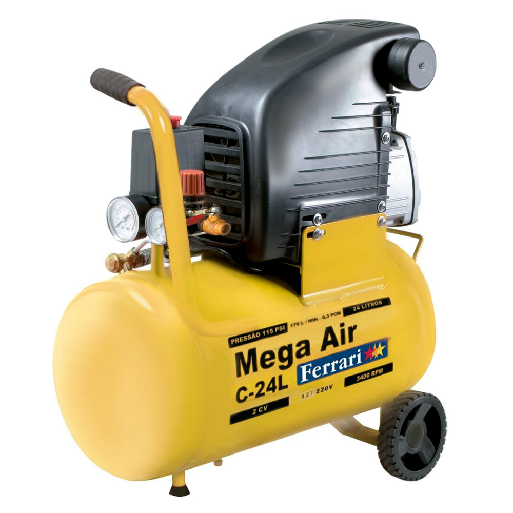 Compressor de Ar Ferrari Mega Air C24L Bivolt 2 HP - Compressores