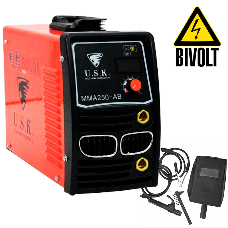 Máquina Inversora de Solda MMA250-AB - Bivolt 250 amperes - Display Digital - Inversoras-