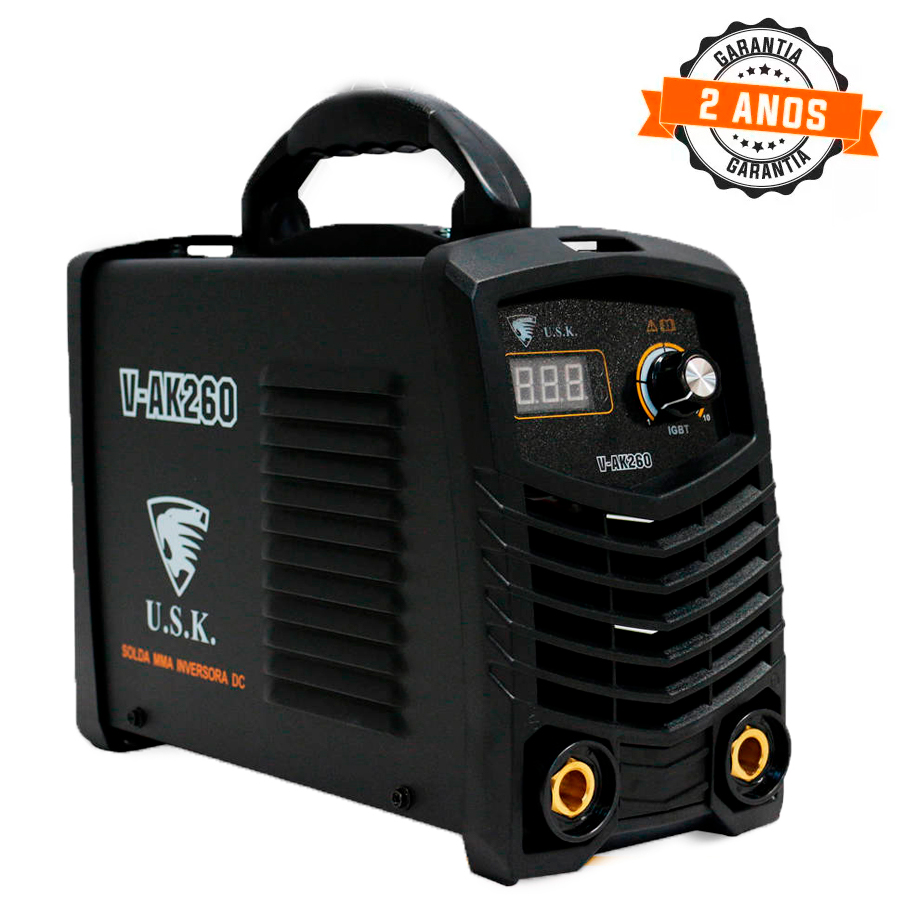 Inversora de Solda USK V-AK260 - IGBT - Cabos 13mm - 2 Anos de Garantia - Inversoras-