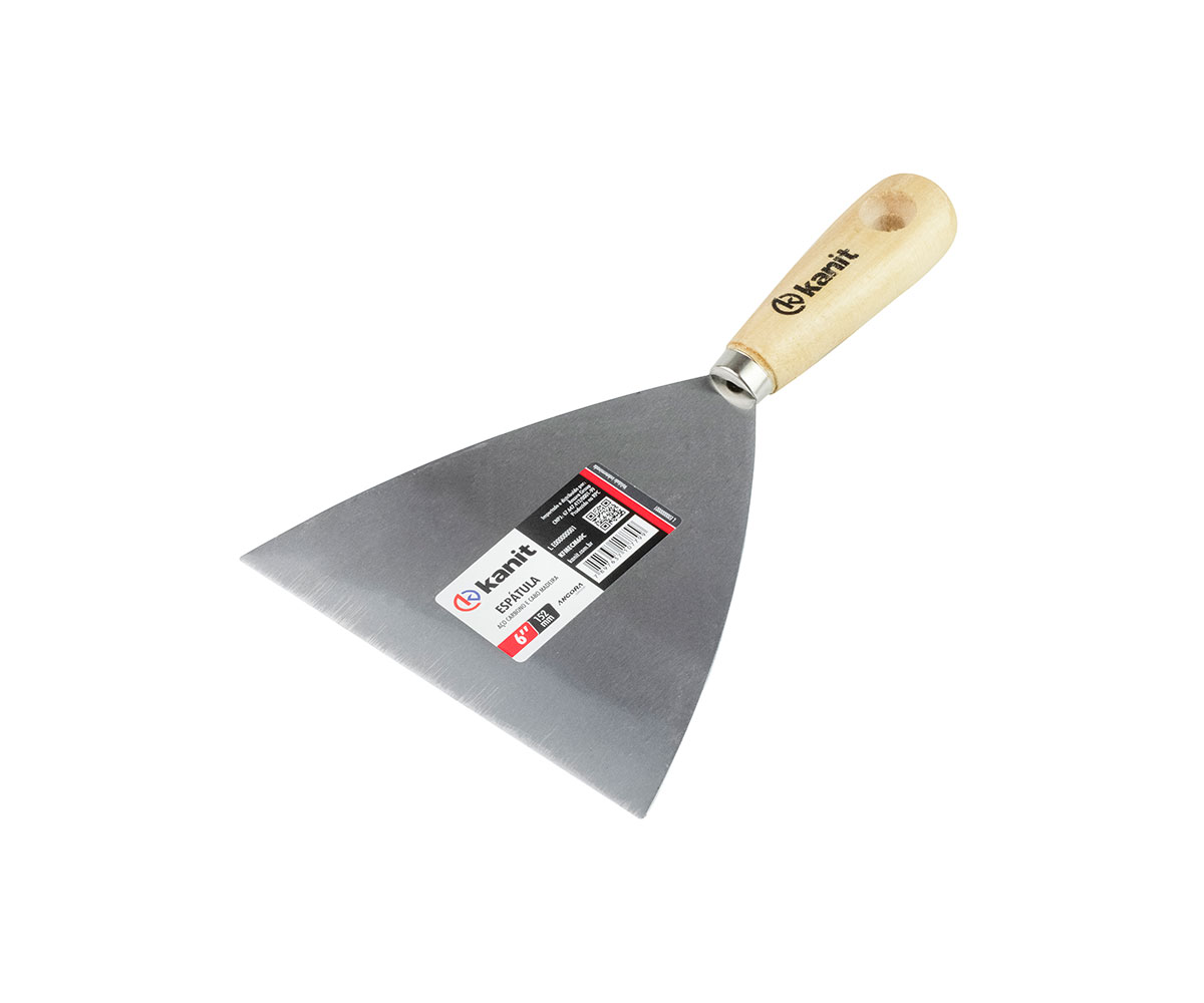 Espátula Kanit Aço carbono 152mm 6POL. com cabo de Madeira - Kanit