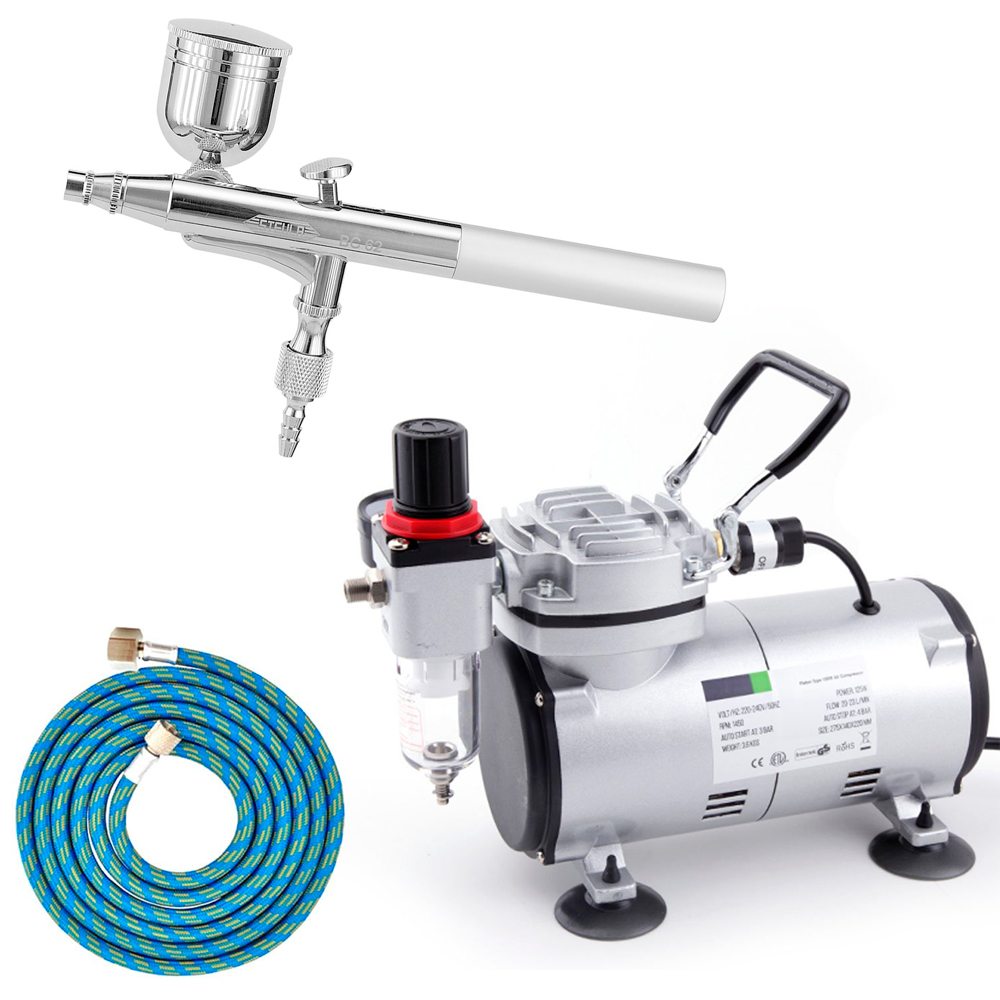 Kit Profissional Aerografia - Culinária, Automotiva, artesanato - Bivolt Comp1 e BC62 - Kits-Completos
