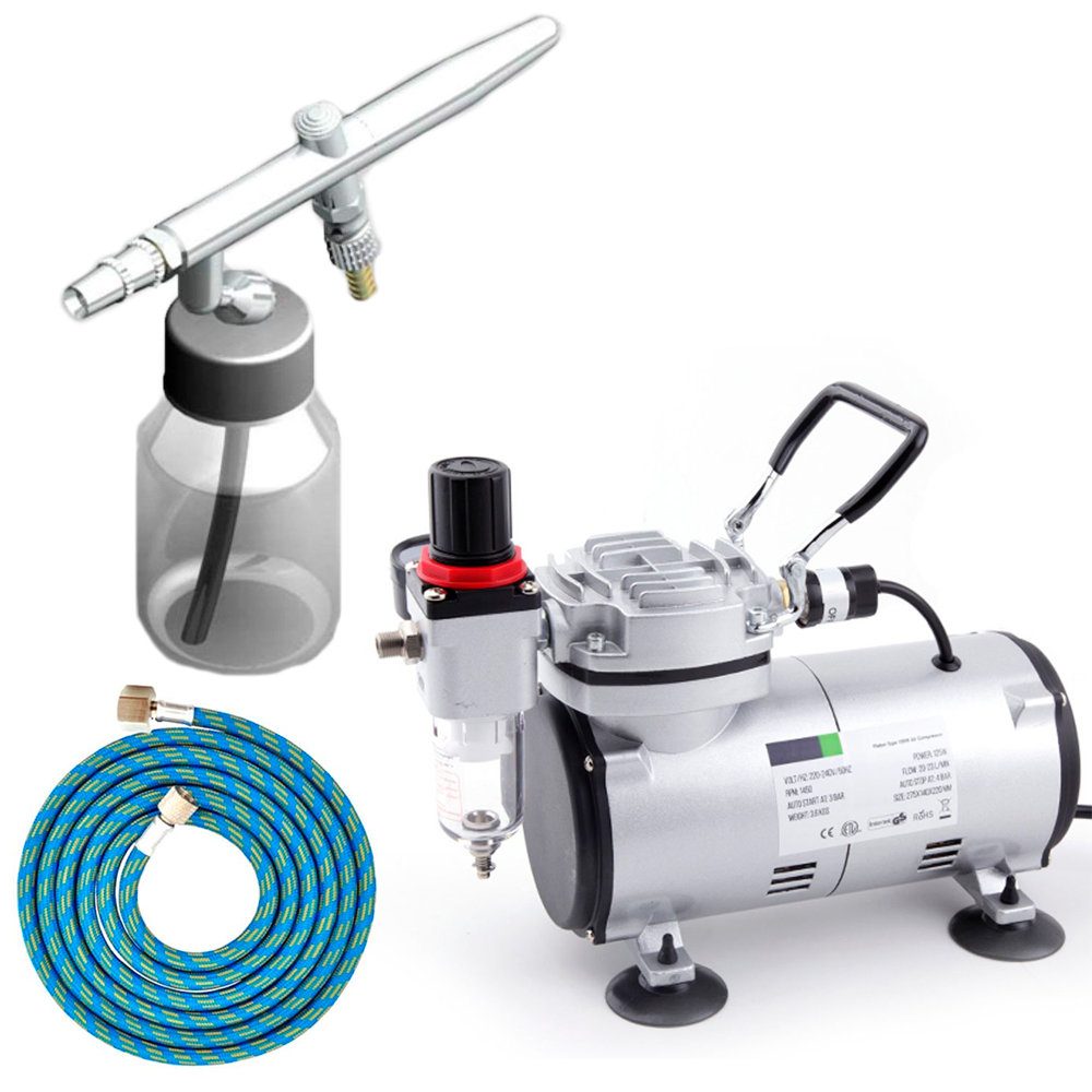 Kit Profissional Aerografia - Artesanato MDF, Bronzeamento,etc Bivolt Comp1 e MP4 - Kits-Completos