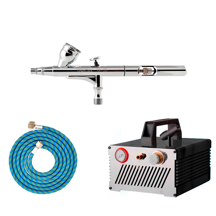 Kit Profissional Completo para Aerografia com aerógrafo Sparmax SP35 Bivolt - Kits-Completos