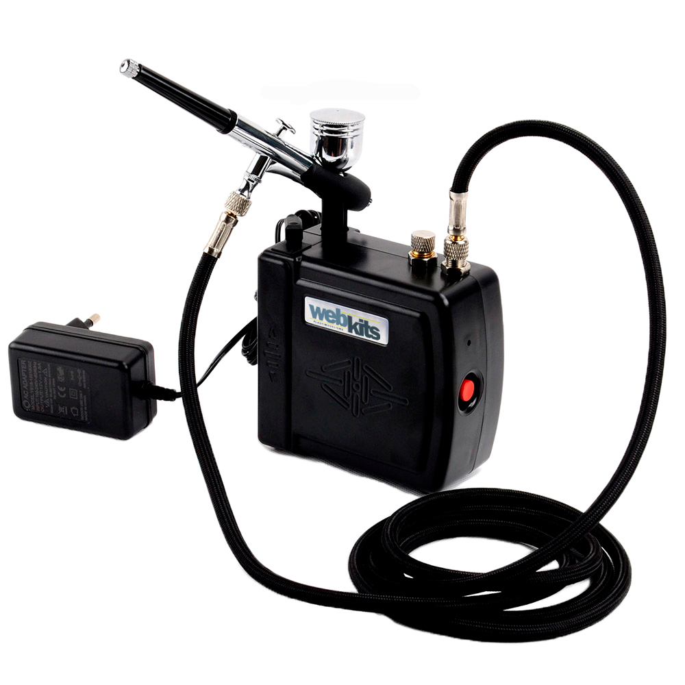 KIT para Aerografia Completo Mini Compressor Bivolt Aerografo Mangueira e Suporte - Kits-Completos