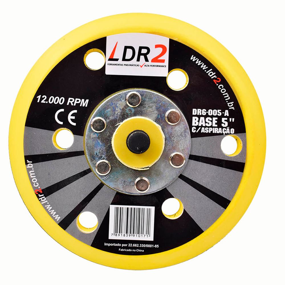 Base Com Aspiração Roquite 5 Polegadas LDR2 DR6-005-A Velcro 12000rpm - Pneumáticas