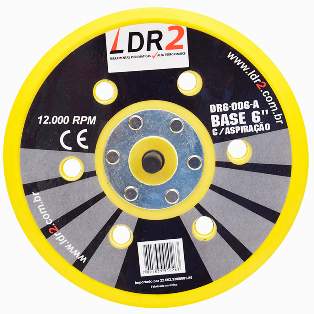 Base Com Aspiração Roquite 6 Polegadas LDR2 DR6-006-A Velcro 12000rpm - Pneumáticas