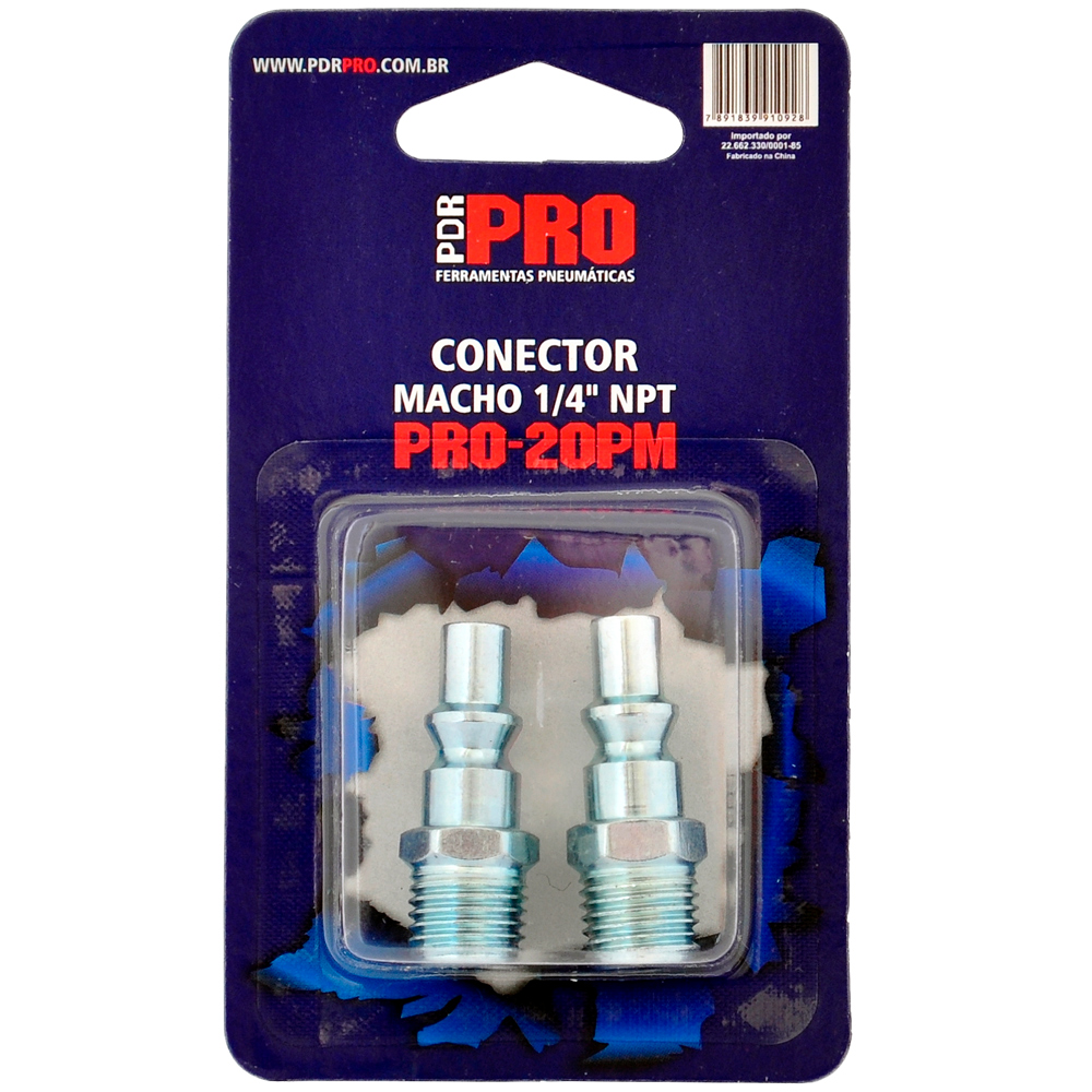 Conector Macho PDR PRO-20PM 1/4 Polegadas Blister - Acessórios