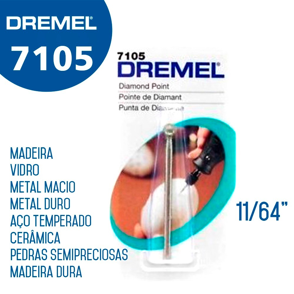 7105 Ponta diamantada esférica 11/64 4,4mm - Linha-Dremel