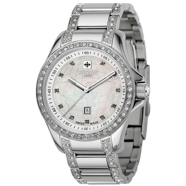 Relógio Suiço Zodiac - White Trend Swarovski, Branco, aço - Analógicos